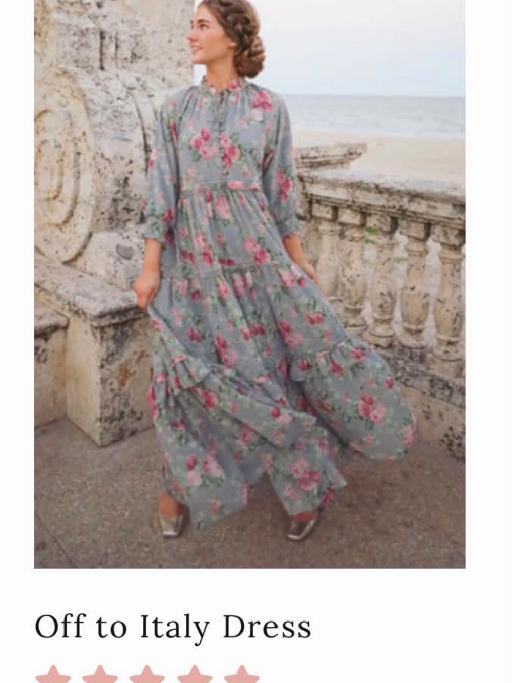 Dainty Jewells Gray Maxi Dress with Pink Rose Print